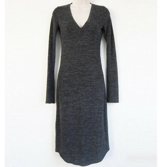 WILFRED FREE Aritzia LISIÈRE Long Sleeve Heather Black MIDI DRESS! Size LARGE! - Picture 2 of 6